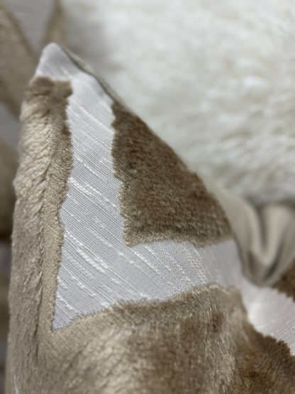 Taupe and cream zig zag velvet pattern cushion 45 x 45cm feather filled (Copy)
