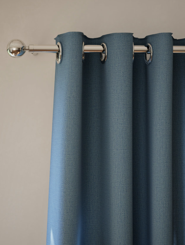 M & S Blue Smart Temperature Blackout Brushed Eyelet Curtains 66 x  54 inch