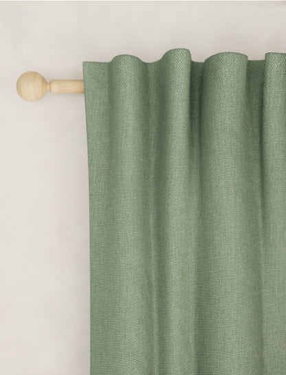 M & S Sage Green Thermal Blackout Brushed Multiway Curtains 86 x 90 in