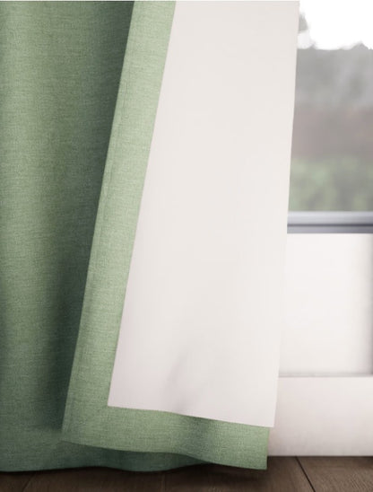 M & S Sage Green Thermal Blackout Brushed Multiway Curtains 86 x 90 in