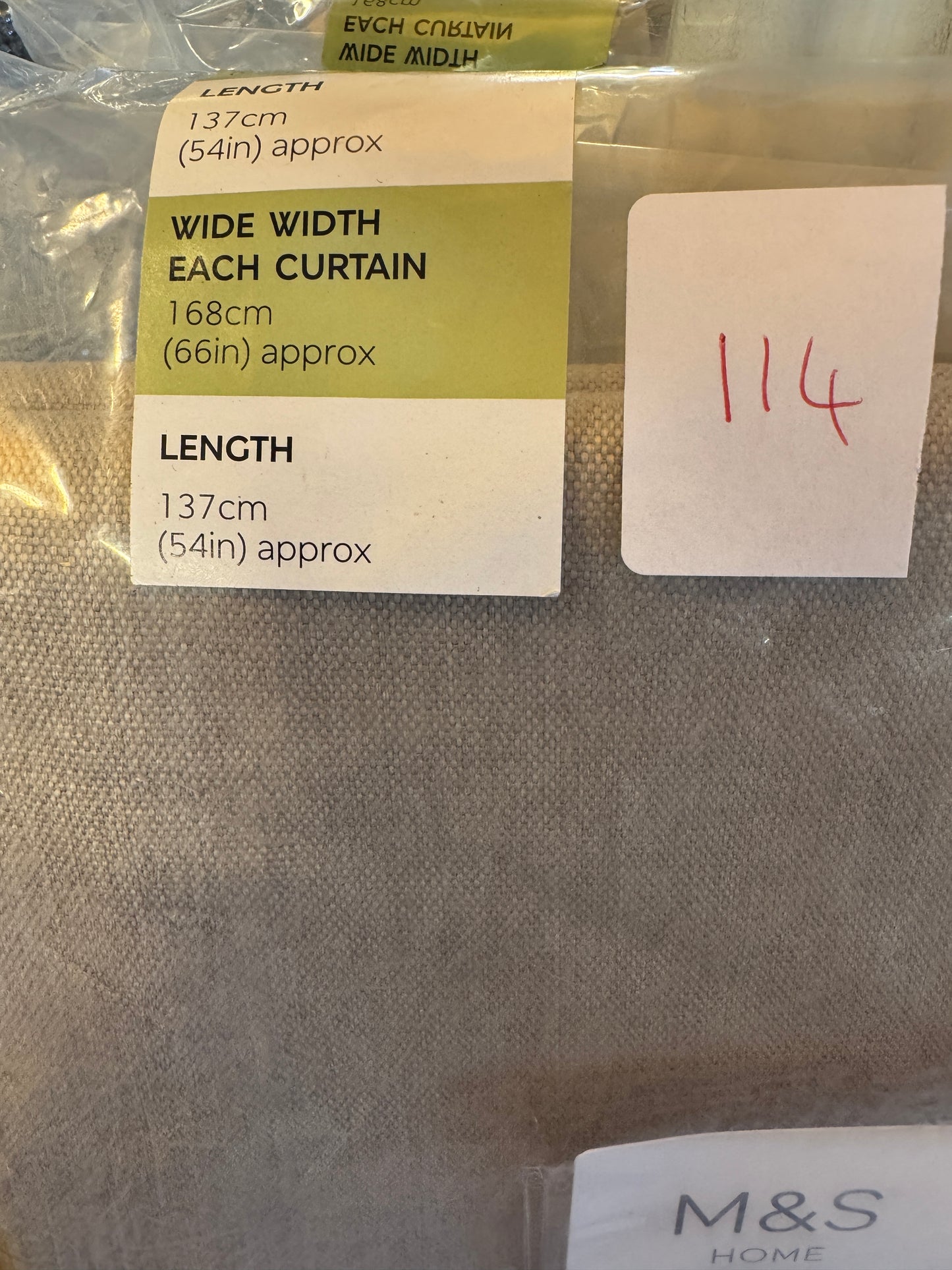 Marks and Spencer  neutral beige ultra  Smart Temperature Blackout Brushed Pencil Pleat curtains 66 x 54 inch