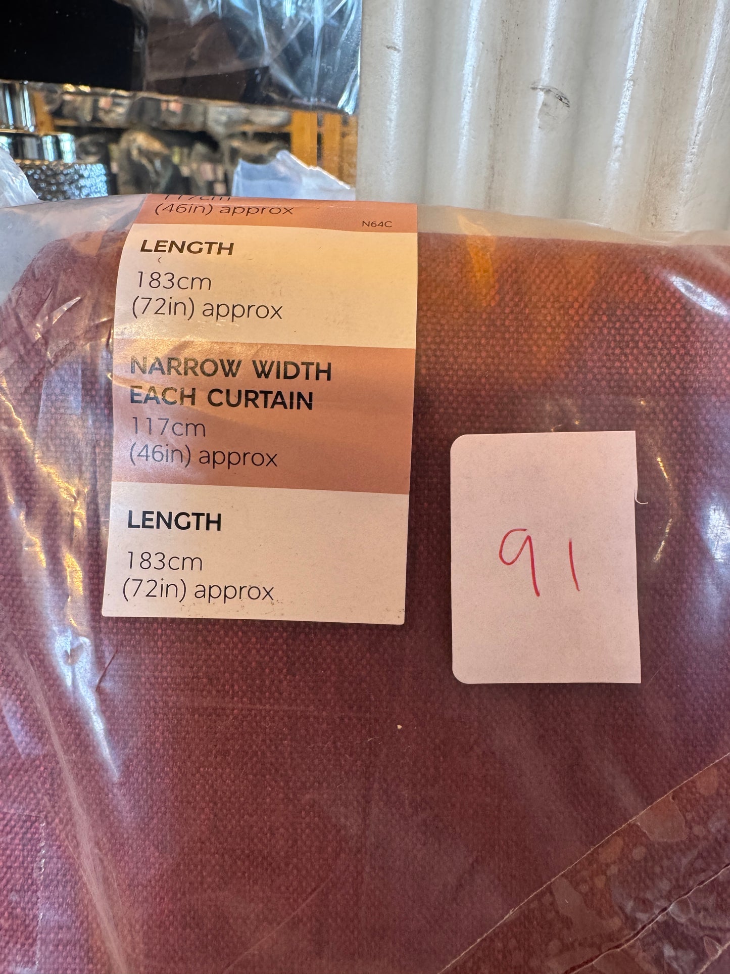 M & S Dark Red Smart Temperature Blackout Brushed Pencil Pleat curtains 46 x 72 inch