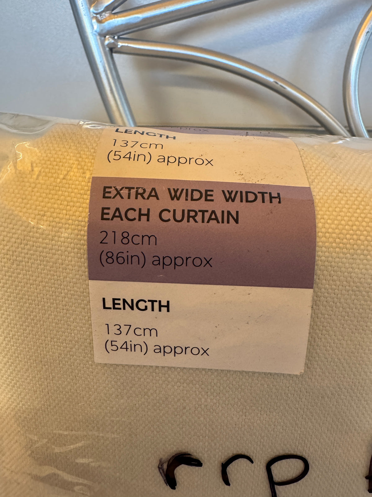 Marks and Spencer cream Blackout Brushed Eyelet curtains  86 x 54 inch