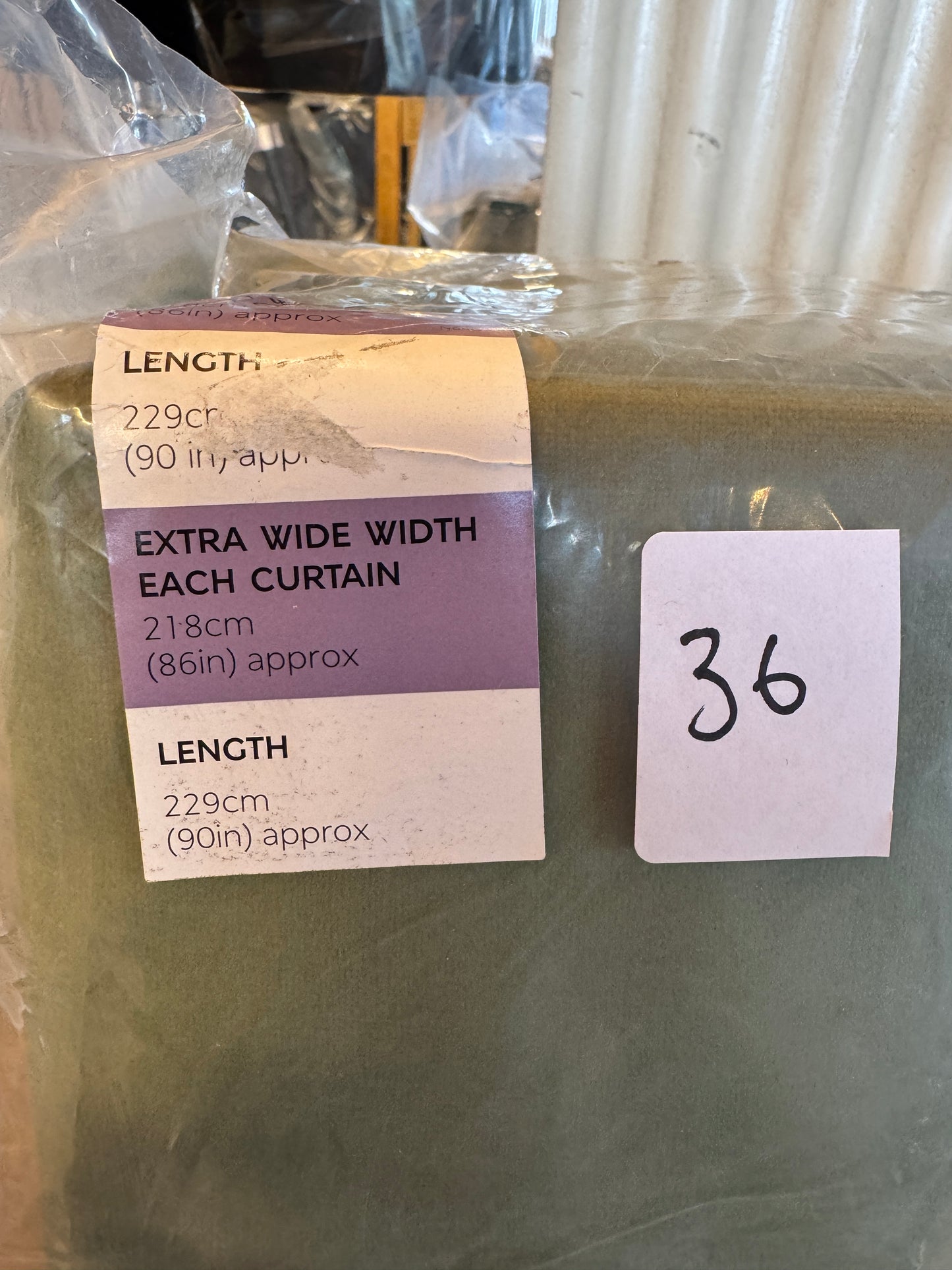 M & S Green Velvet Thermal Pencil Pleat Curtains 86 x 90 inch