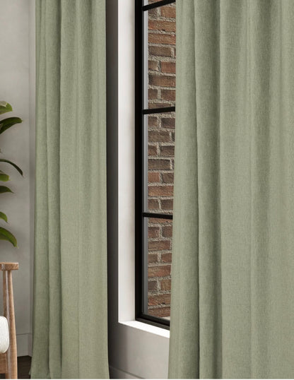 M & S Sage Green Thermal Blackout Brushed Pencil Pleat Curtains 66 x 54 inch