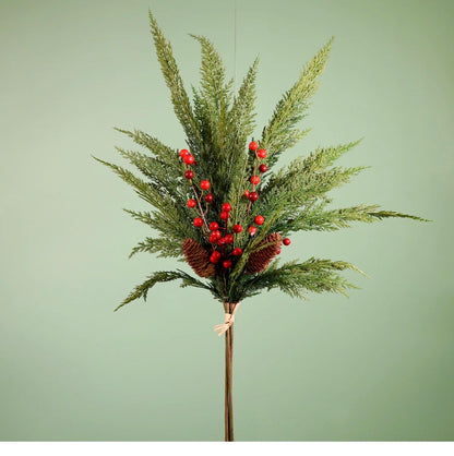 Real Touch Cupressus with Berries & Pine Cone Handtie