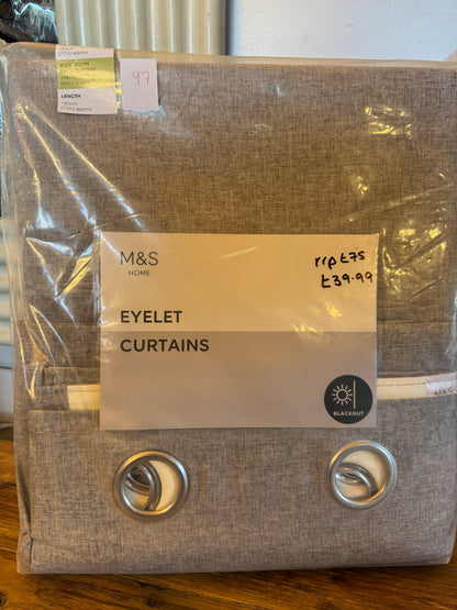 Marks and Spencer Light Grey Smart Temperature Blackout Brushed Eyelet curtains 66 x 72  inch