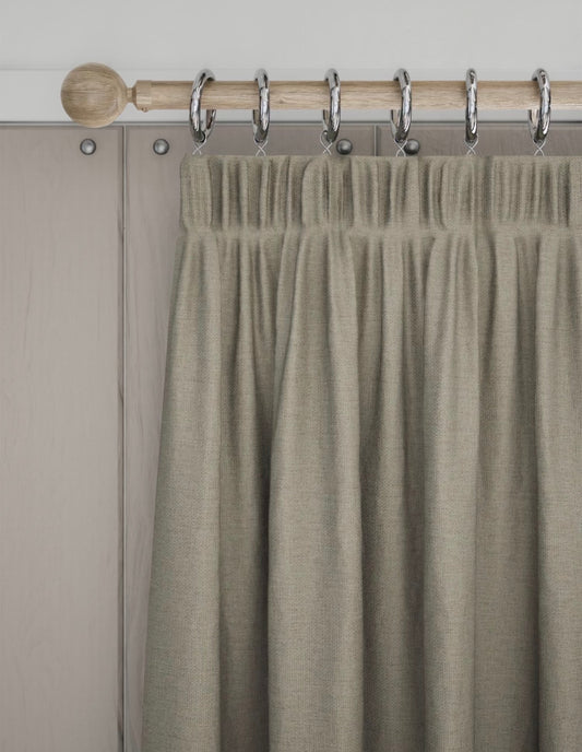 Marks and Spencer  neutral beige  Smart Temperature Blackout Brushed Pencil Pleat curtains 86 x 99 inch
