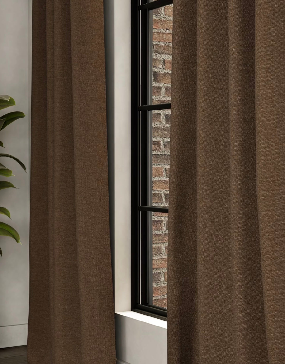 M & S Chocolate Brown Smart Temperature Blackout Brushed eyelet curtains 86 x 54 inch