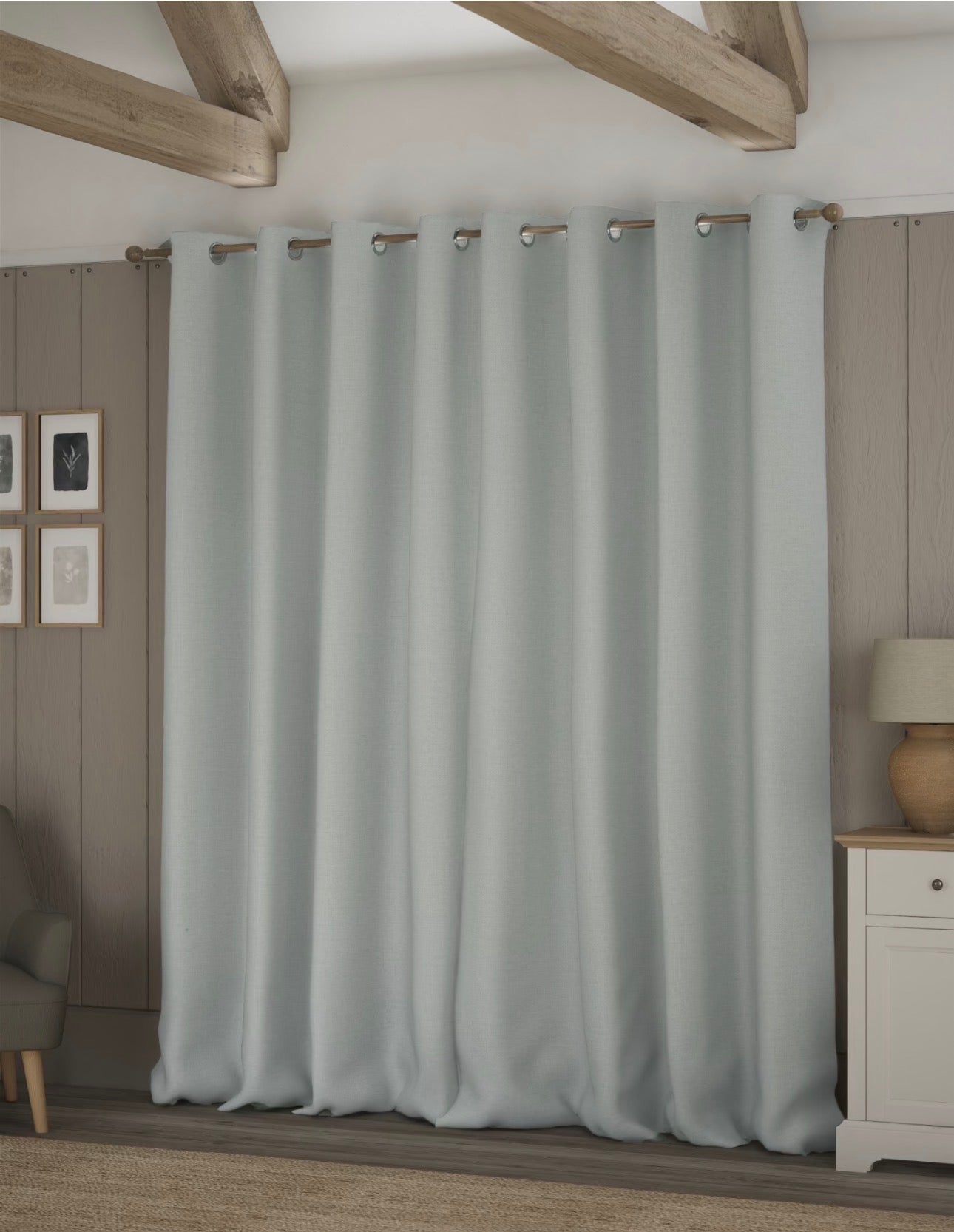 Marks and Spencer Grey Smart Temperature Blackout Brushed Eyelet curtains  46 x 90 inch
