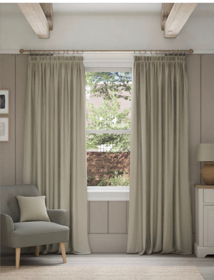 Marks and Spencer  neutral beige  Smart Temperature Blackout Brushed Pencil Pleat curtains 46 x 72 inch