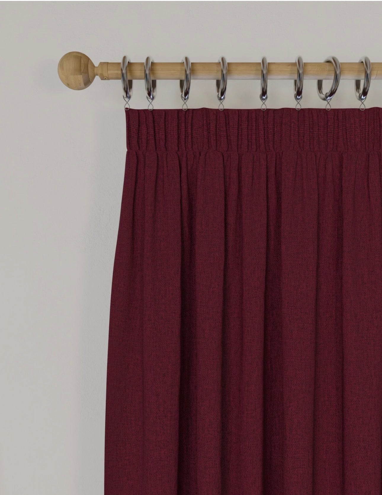M & S Dark Red Smart Temperature Blackout Brushed Pencil Pleat curtains 46 x 72 inch