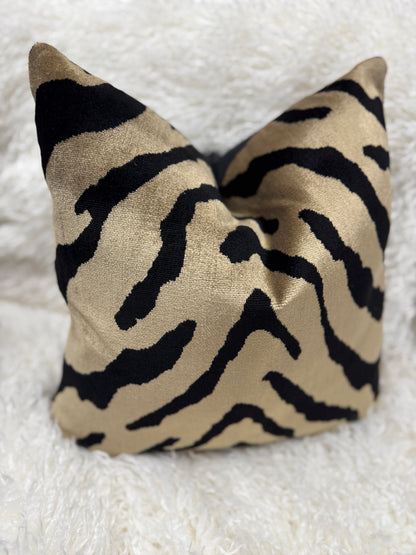 Taupe and black safari print velvet cushion 45 x 45cm feather filled (Copy)