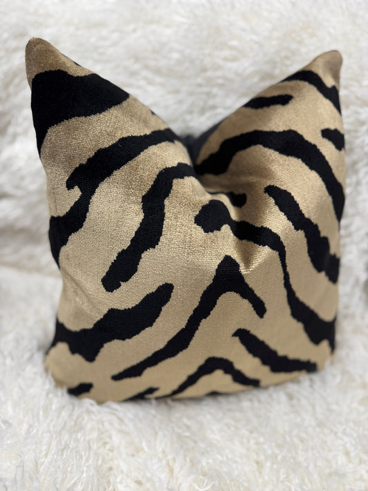 Taupe and black safari print velvet cushion 45 x 45cm feather filled (Copy)