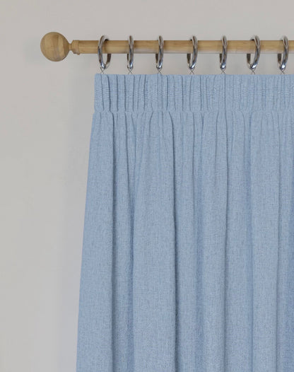 M & S Mid Blue Smart Temperature Blackout Brushed Pencil Pleat Curtains 86 x 90 inch