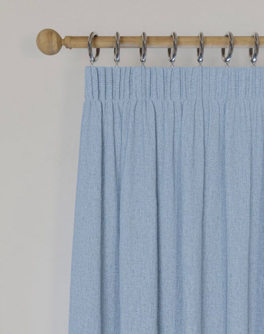 M & S Mid Blue Smart Temperature Blackout Brushed Pencil Pleat Curtains 86 x 90 inch