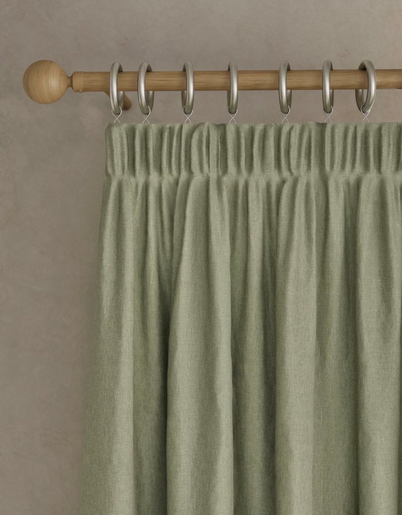 M & S Sage Green Thermal Blackout Brushed Pencil Pleat Curtains 66 x 54 inch