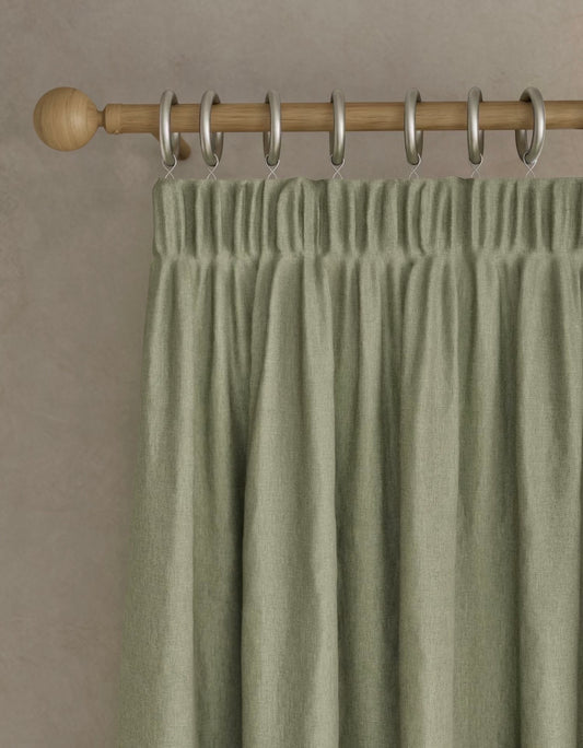 M & S Sage Green Thermal Blackout Brushed Pencil Pleat Curtains 66 x 54 inch