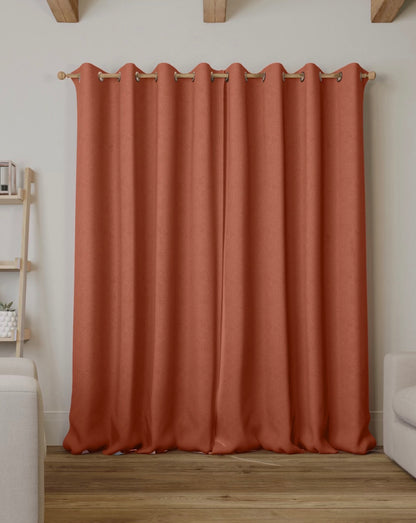 M & S Terracotta Smart Temperature Blackout Brushed Eyelet curtains 86 x 90 inch