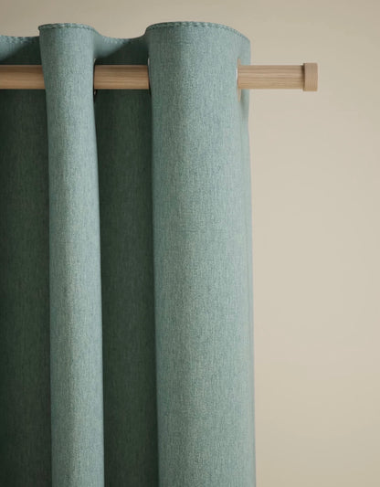 Marks and Spencer seafoam Smart Temperature Blackout Brushed eyelet Curtains 66 x 72 inch