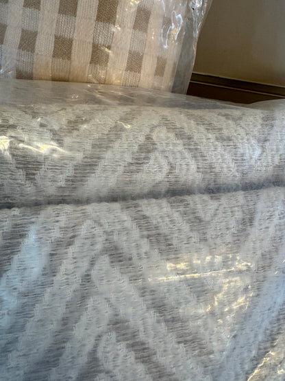 M & S Natural/Grey Herringbone Textured Pencil Pleat Curtains 86 x 90 inch