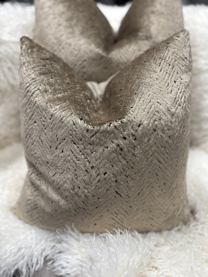 Taupe zig zag velvet luxury velvet cushion 45 x 45 cm feather filled (Copy)