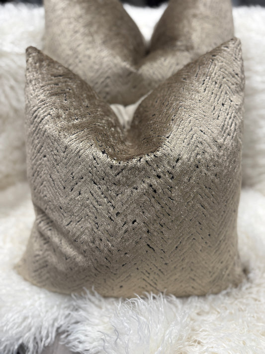 Taupe zig zag velvet luxury velvet cushion 45 x 45 cm feather filled (Copy)