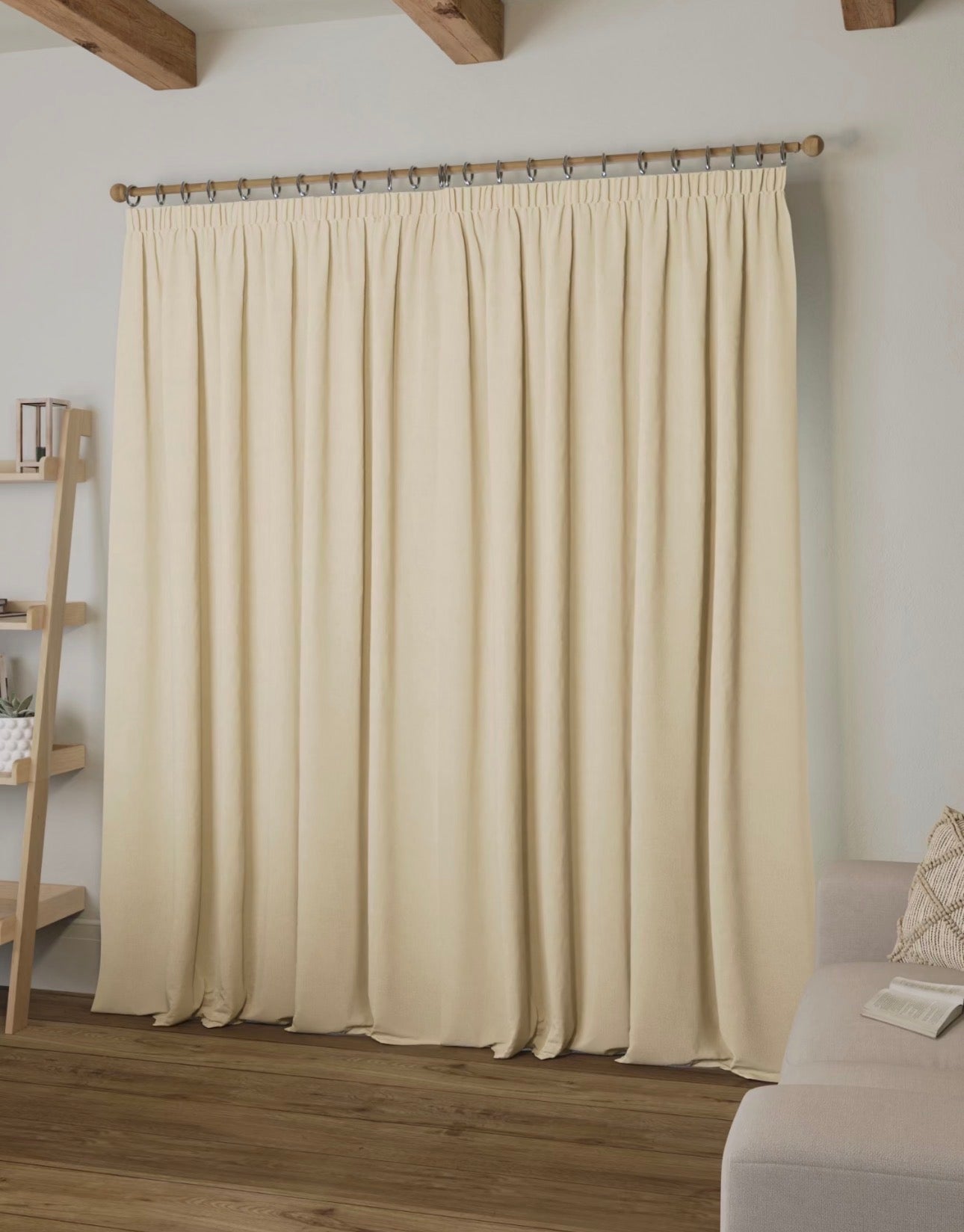 M & S Cream Smart Temperature Blackout Brushed Pencil Pleat Curtains 86 x 90  inch