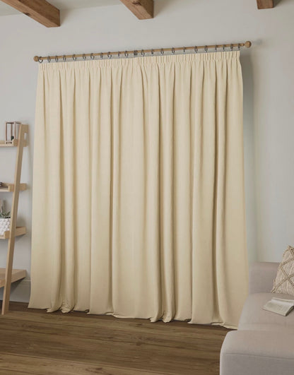 M & S Cream Smart Temperature Blackout Brushed Pencil Pleat Curtains 86 x 90  inch