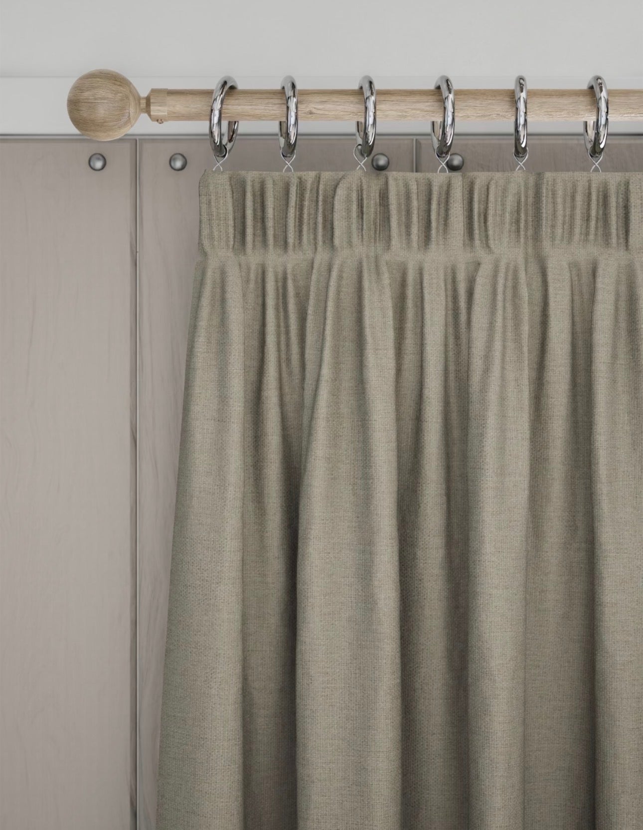 Marks and Spencer  neutral beige ultra  Smart Temperature Blackout Brushed Pencil Pleat curtains 66 x 54 inch
