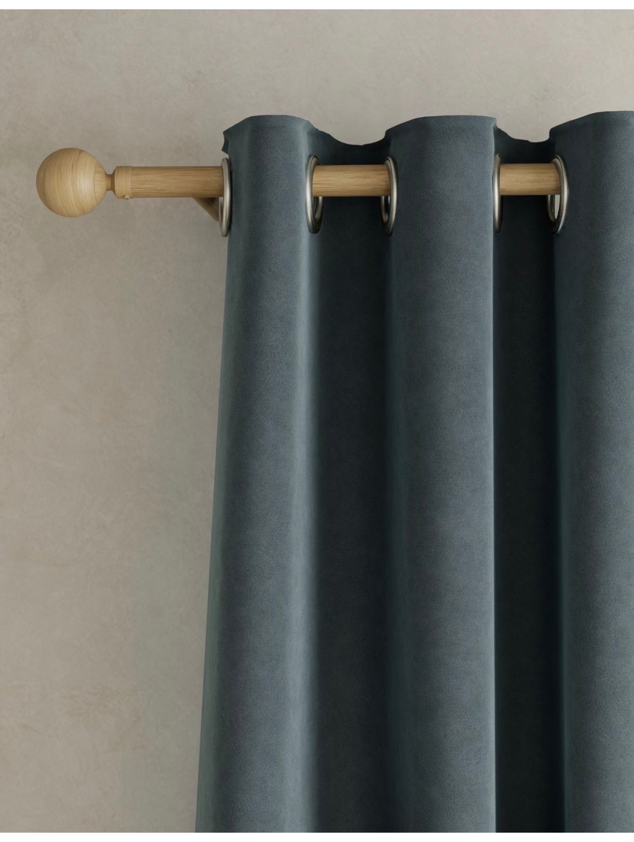 M & S Slate Blue Thermal Velvet Eyelet Curtains 66 x 90 inch