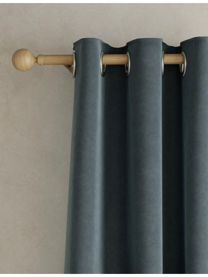 M & S Slate Blue Thermal Velvet Eyelet Curtains 66 x 90 inch