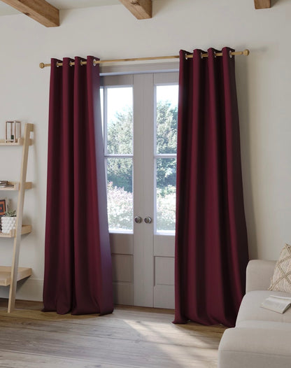 M & S Dark Red Smart Temperature Blackout Brushed Eyelet curtains 66 x 54 inch