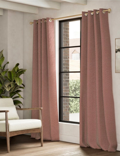 M & S Rust Herringbone Pattern Eyelet Top curtains 66 x 72 inch