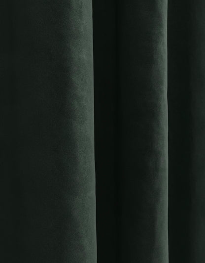 M & S Forest Green Velvet Thermal Pencil Pleat curtains 66 x 90 inch