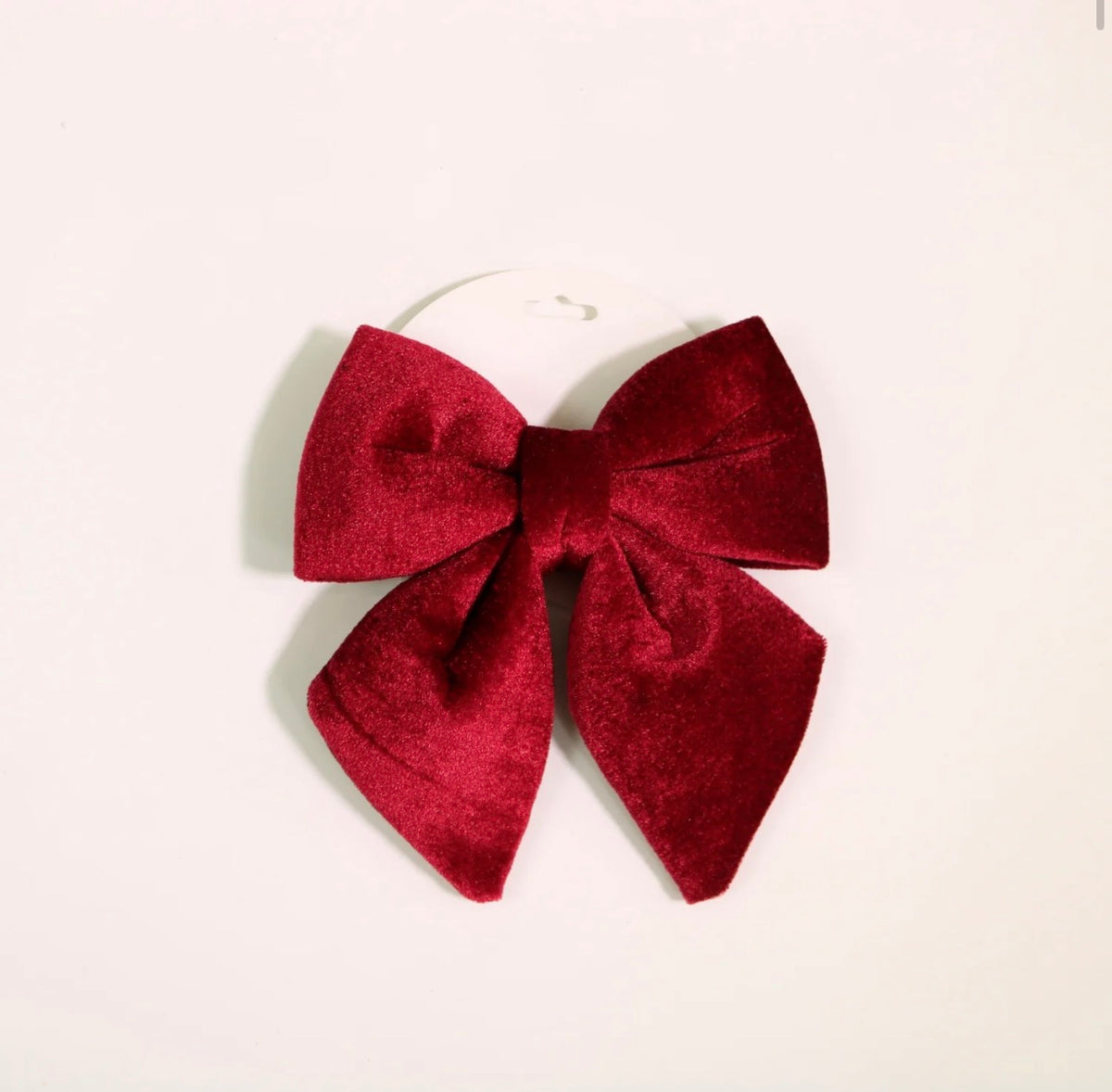 Small burgundy Velvet Hanging Bow