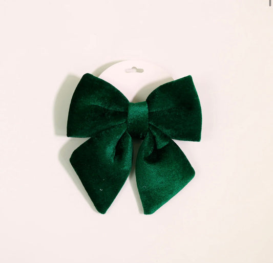 Small Green Velvet Hanging Bow