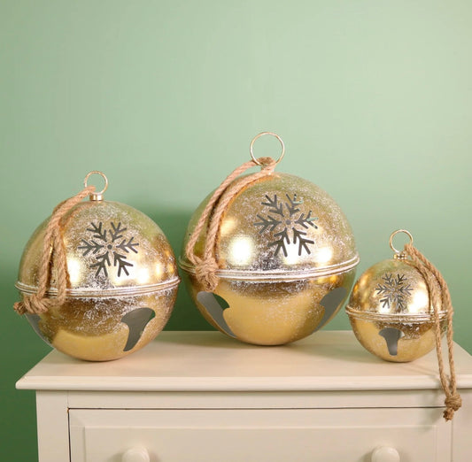 Festive Hanging Bauble Bell gold – Set of 3