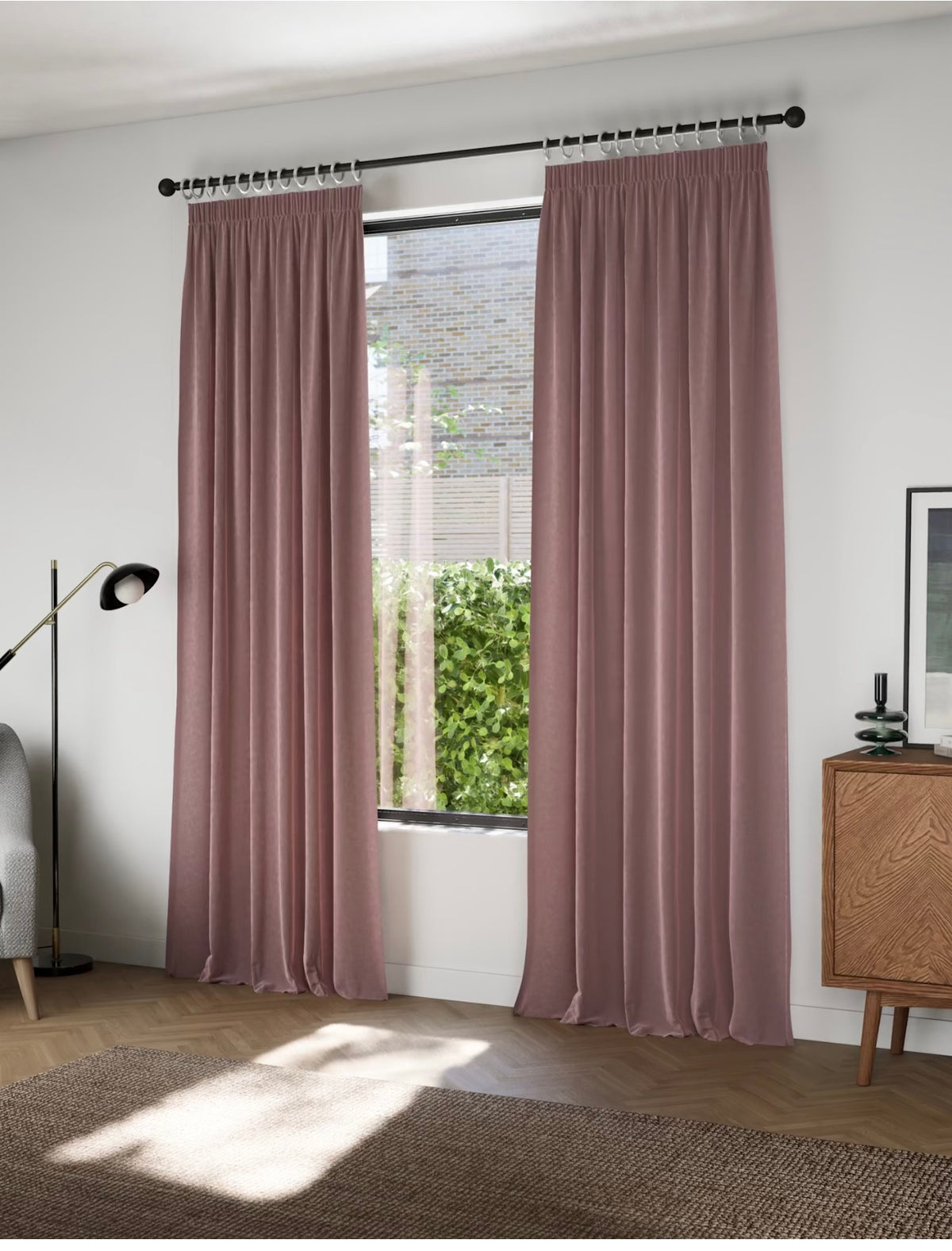 M & S Mauve Velvet Thermal pencil Curtains 86 x 54 inch