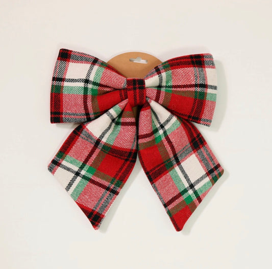 Large tartan fleece bow