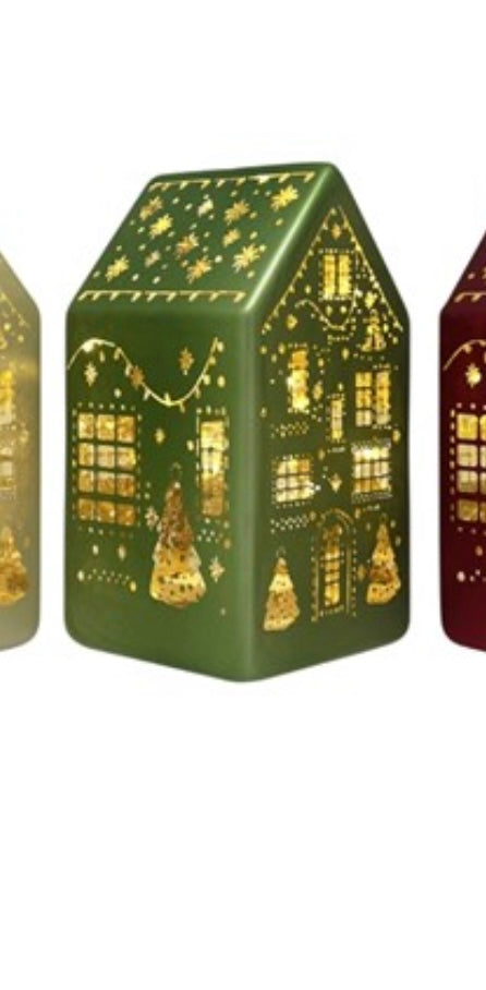 Green LED Ceramic Christmas House