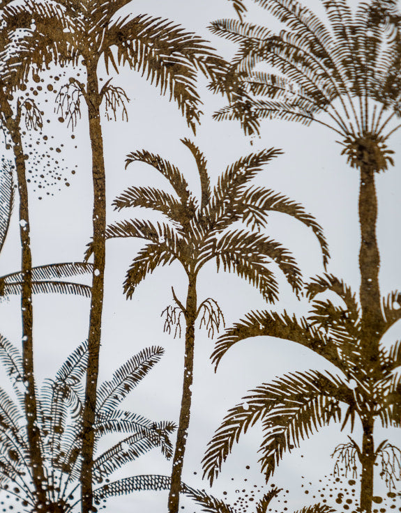SET OF 2 DARK GOLD PALM TREE SERVING TRAYS