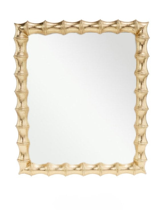 RECTANGULAR GOLD BAMBOO WALL MIRROR