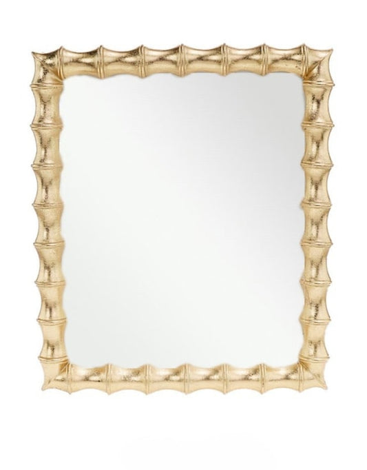 RECTANGULAR GOLD BAMBOO WALL MIRROR