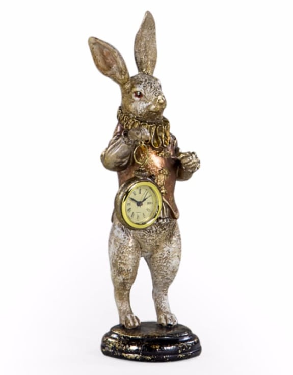 THE WHITE RABBIT STANDING CLOCK FIGURE - GOLD