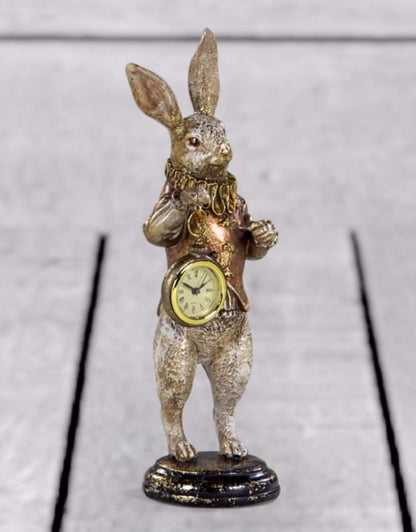 THE WHITE RABBIT STANDING CLOCK FIGURE - GOLD