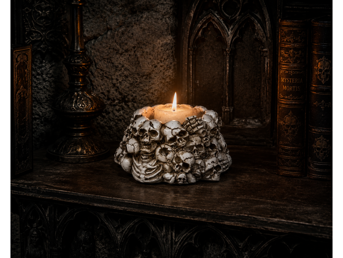 Skull and bones tea light candle holder