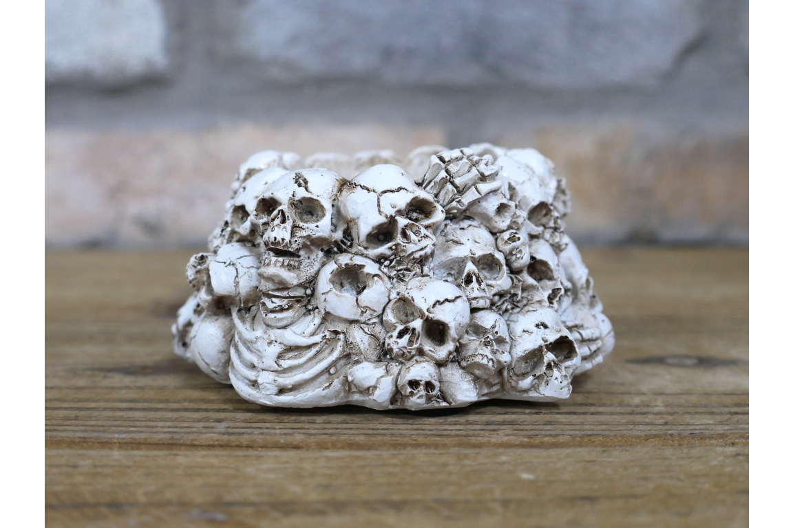 Skull and bones tea light candle holder