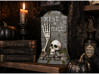 💀 “ Rest in Peace” Skeleton Gravestone