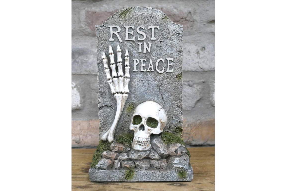 💀 “ Rest in Peace” Skeleton Gravestone
